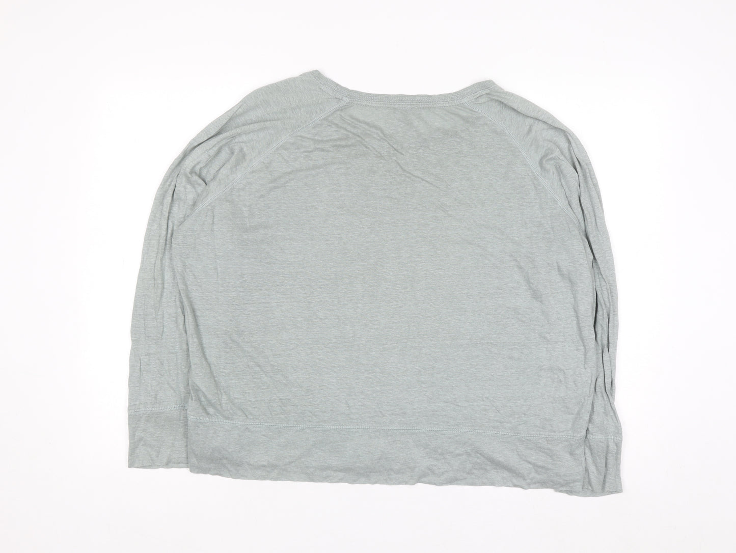 Wrap London Womens Grey Linen Long Sleeve Relaxed T-Shirt Size 16