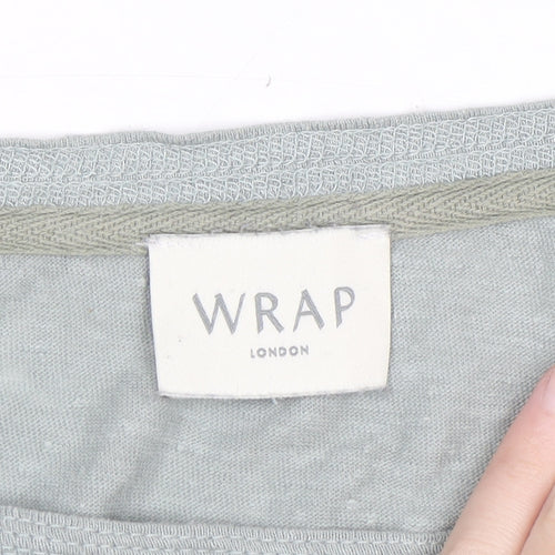 Wrap London Womens Grey Linen Long Sleeve Relaxed T-Shirt Size 16