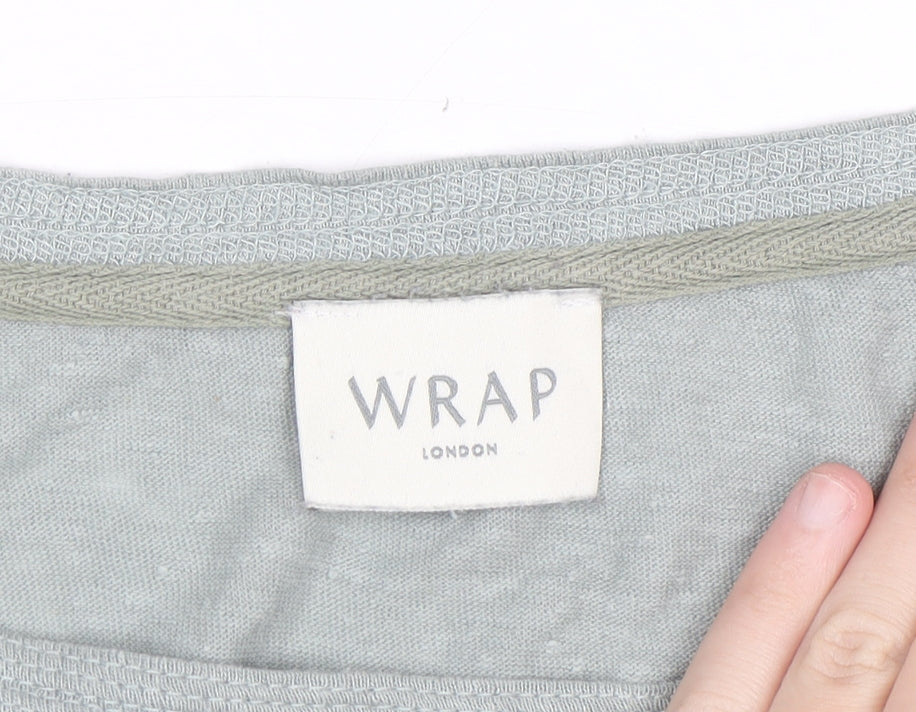 Wrap London Womens Grey Linen Long Sleeve Relaxed T-Shirt Size 16