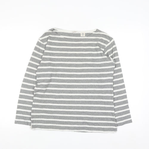 Levi's Women's Grey Striped Long Sleeve Basic Cotton T-Shirt S