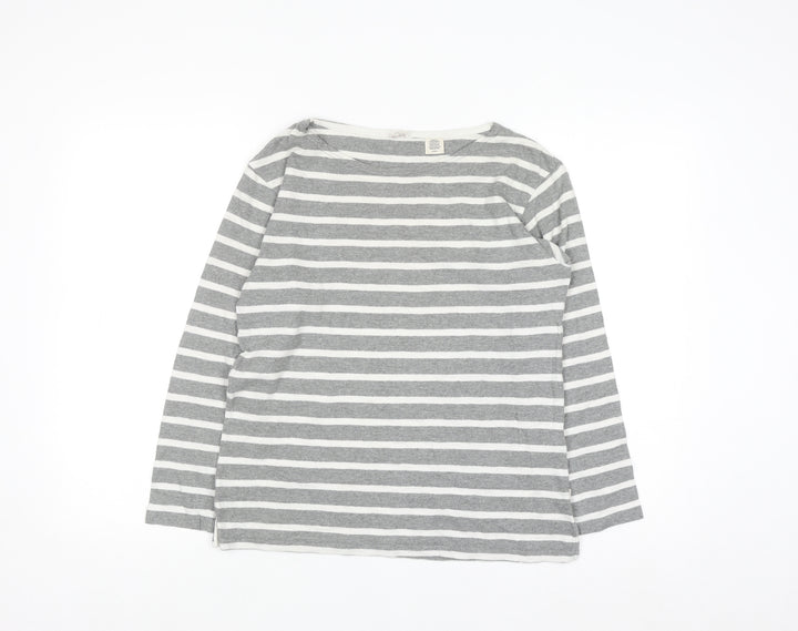 Levi's Women's Grey Striped Long Sleeve Basic Cotton T-Shirt S