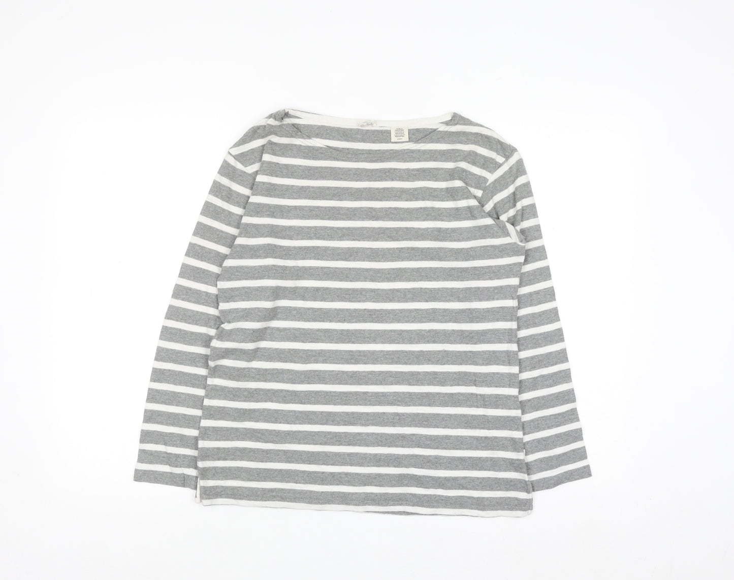 Levi's Women's Grey Striped Long Sleeve Basic Cotton T-Shirt S