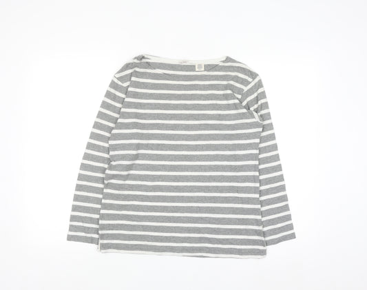 Levi's Women's Grey Striped Long Sleeve Basic Cotton T-Shirt S