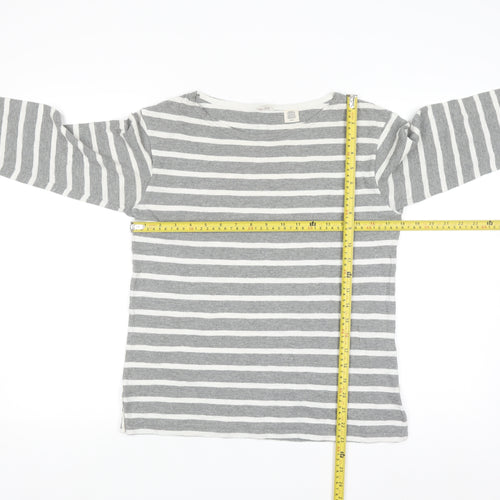 Levi's Women's Grey Striped Long Sleeve Basic Cotton T-Shirt S