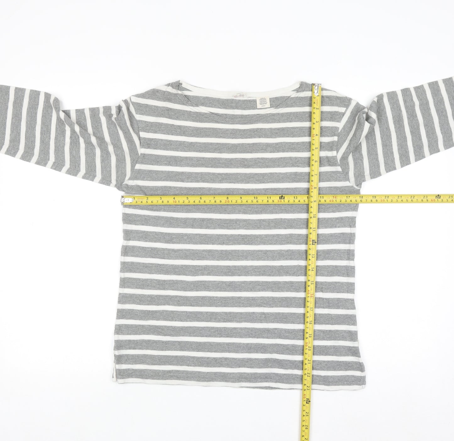 Levi's Women's Grey Striped Long Sleeve Basic Cotton T-Shirt S