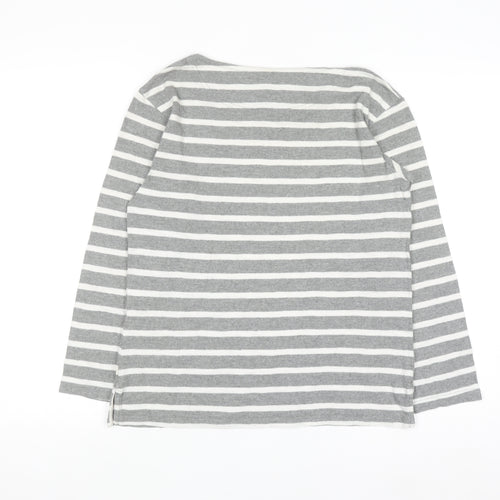 Levi's Women's Grey Striped Long Sleeve Basic Cotton T-Shirt S