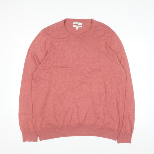 Marks and Spencer Men's Pink 2XL Cotton Crew Neck Jumper