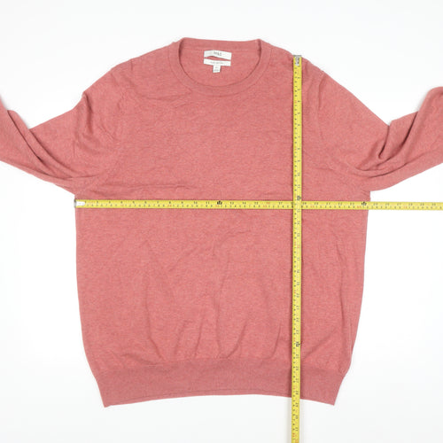 Marks and Spencer Men's Pink 2XL Cotton Crew Neck Jumper