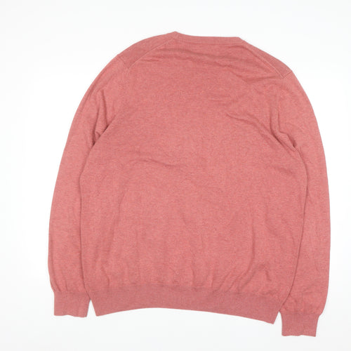Marks and Spencer Men's Pink 2XL Cotton Crew Neck Jumper
