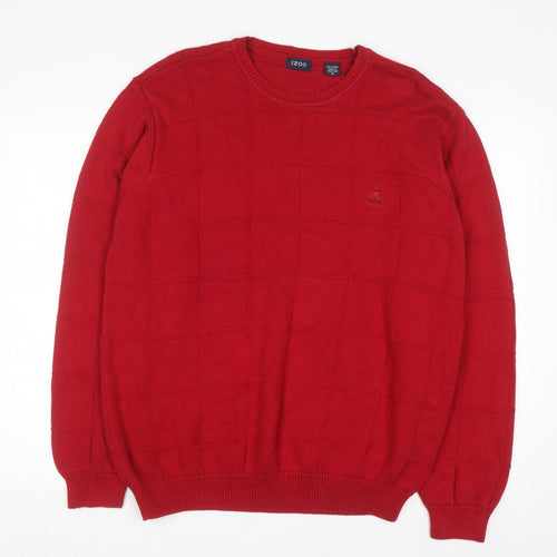 IZOD Men's Red Cotton Crew Neck Pullover Jumper XL