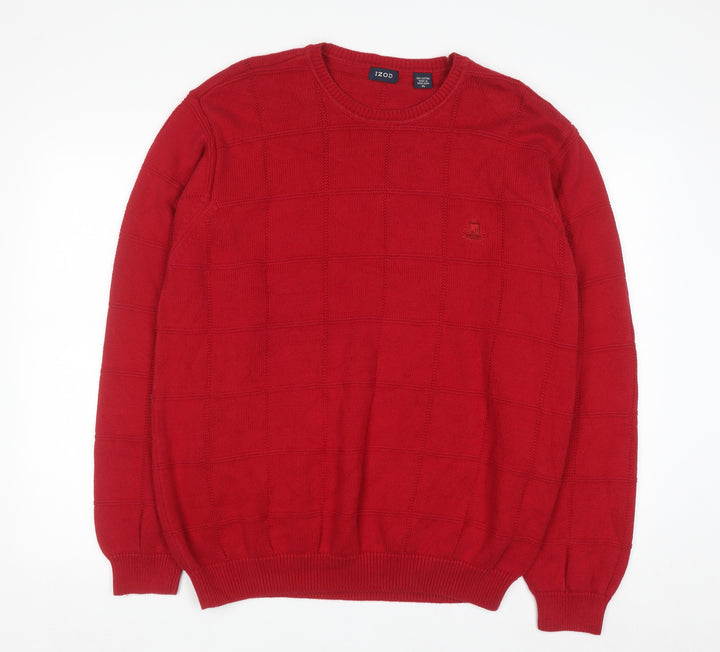 IZOD Men's Red Cotton Crew Neck Pullover Jumper XL