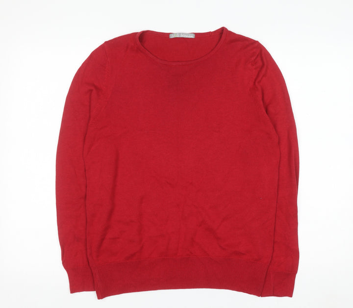 Marks and Spencer Women Red Crew Neck Long Sleeve Pullover Jumper Size 14