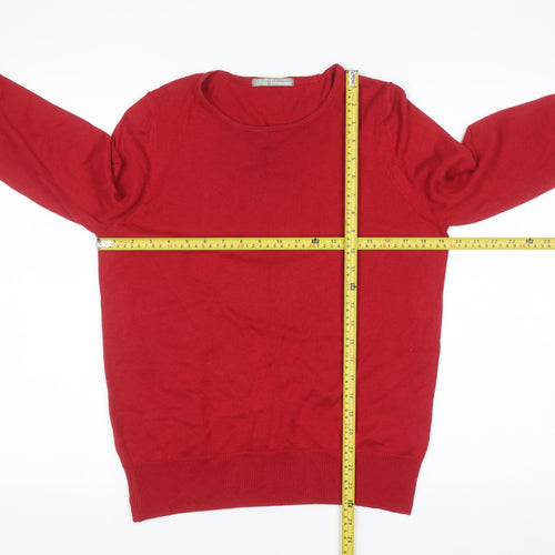 Marks and Spencer Women Red Crew Neck Long Sleeve Pullover Jumper Size 14
