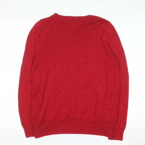 Marks and Spencer Women Red Crew Neck Long Sleeve Pullover Jumper Size 14