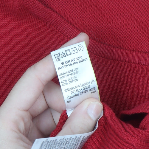 Marks and Spencer Women Red Crew Neck Long Sleeve Pullover Jumper Size 14