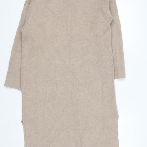 Elenza by L&L Women’s Beige High Neck Long Sleeve Knit Tunic Jumper One Size