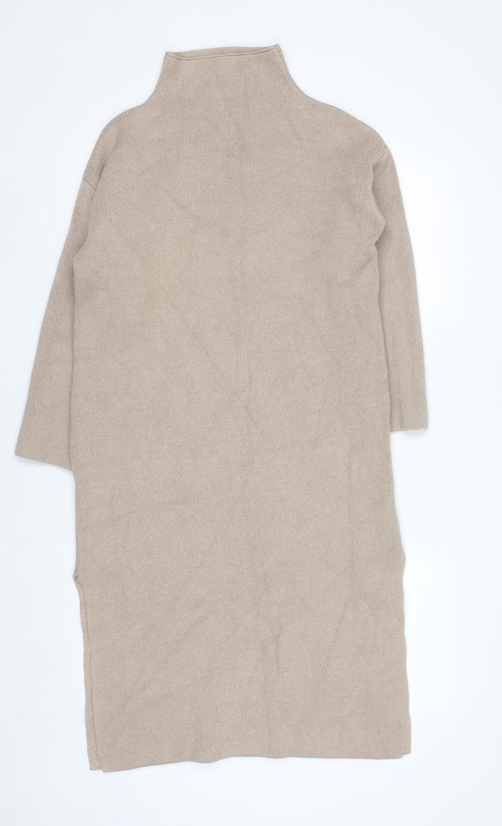 Elenza by L&L Women’s Beige High Neck Long Sleeve Knit Tunic Jumper One Size