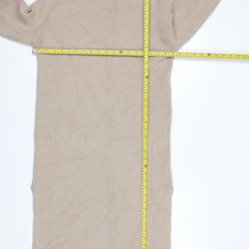 Elenza by L&L Women’s Beige High Neck Long Sleeve Knit Tunic Jumper One Size