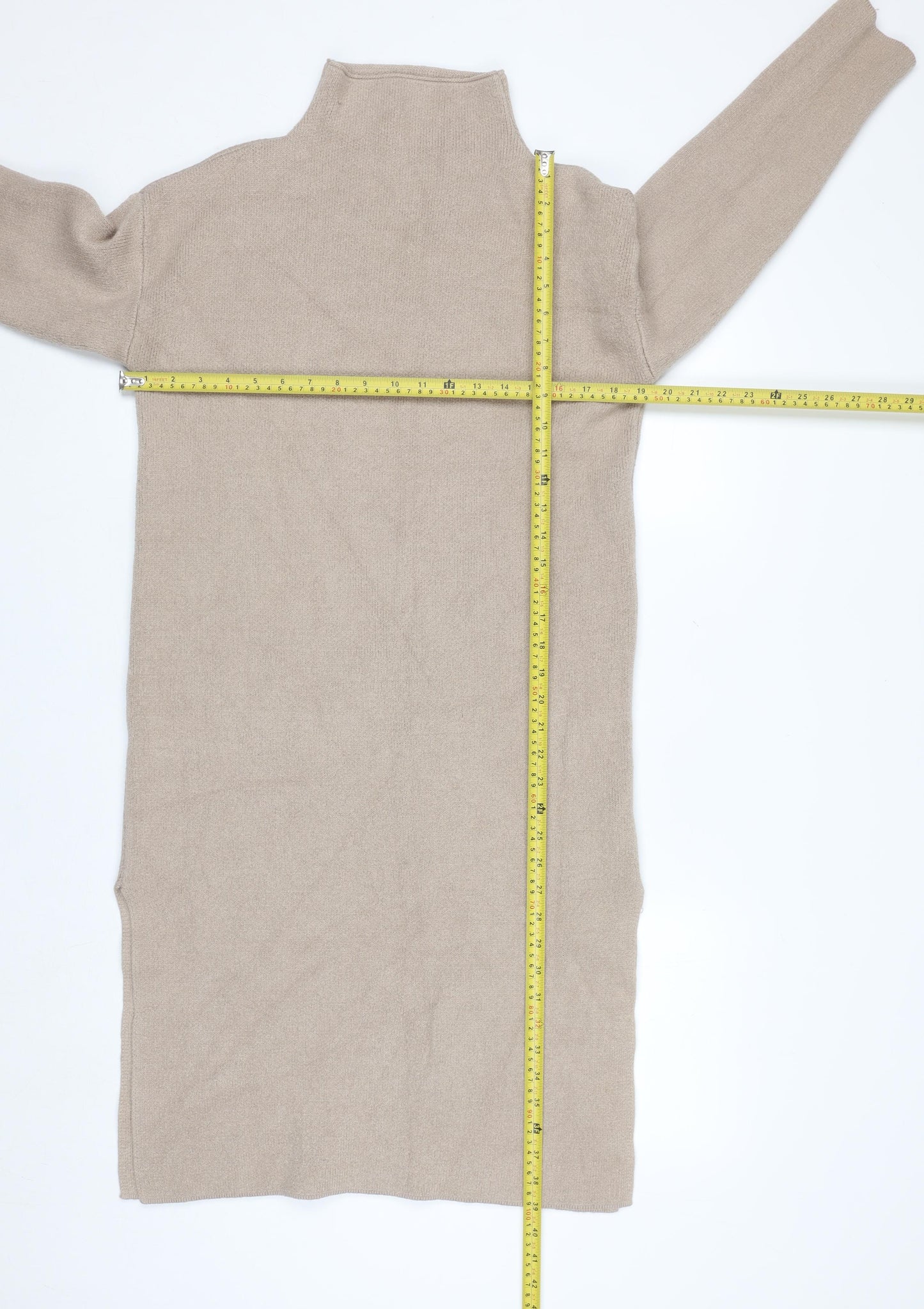 Elenza by L&L Women’s Beige High Neck Long Sleeve Knit Tunic Jumper One Size