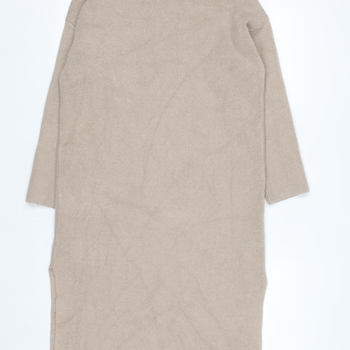 Elenza by L&L Women’s Beige High Neck Long Sleeve Knit Tunic Jumper One Size