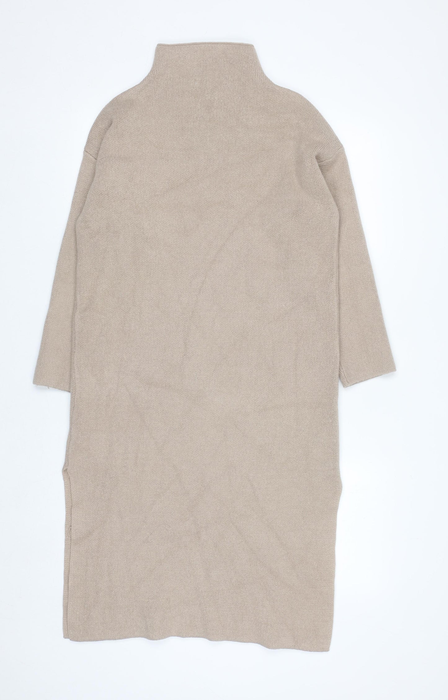 Elenza by L&L Women’s Beige High Neck Long Sleeve Knit Tunic Jumper One Size