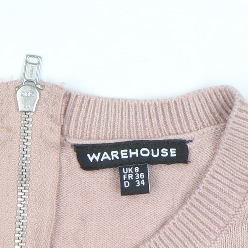 Warehouse Women’s Pink Crew Neck Pullover Jumper UK 8