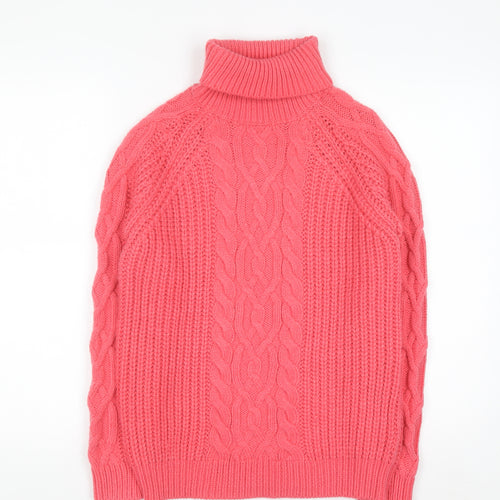 Papaya Women’s Pink Roll Neck Cable Knit Jumper Size S