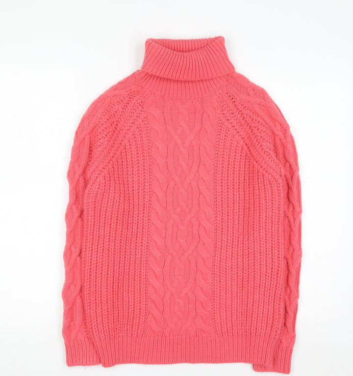 Papaya Women’s Pink Roll Neck Cable Knit Jumper Size S