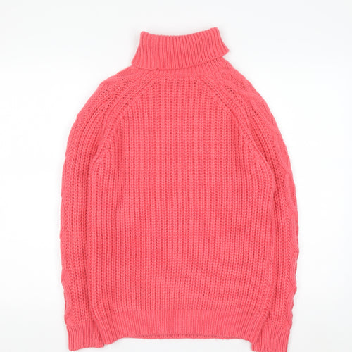 Papaya Women’s Pink Roll Neck Cable Knit Jumper Size S