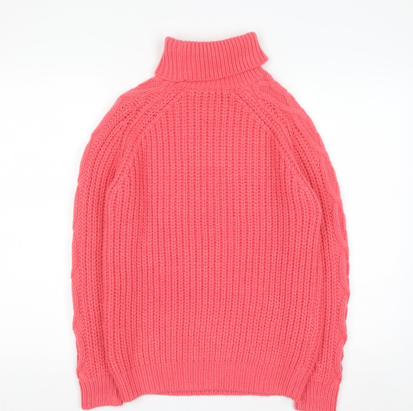 Papaya Women’s Pink Roll Neck Cable Knit Jumper Size S