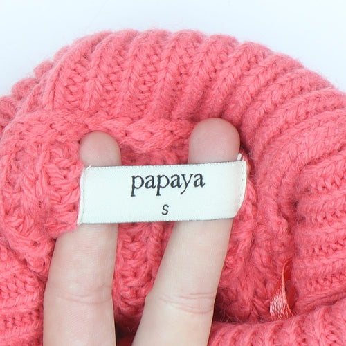 Papaya Women’s Pink Roll Neck Cable Knit Jumper Size S