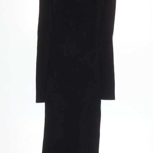 H&M Women’s Black Bodycon Long Sleeve Midi Dress S