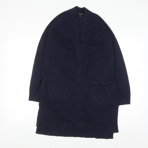 Verve Ami Women's Blue Longline Cardigan Size S Knit Open Front Pockets