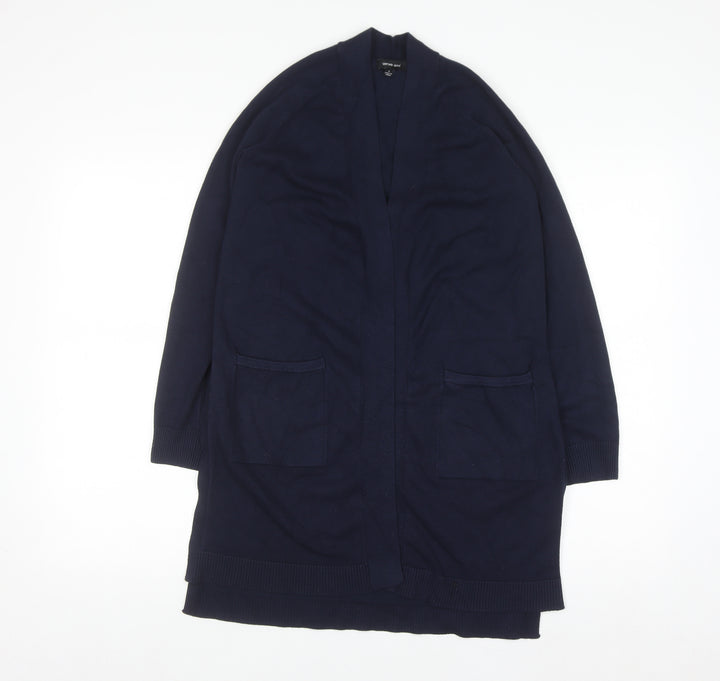 Verve Ami Women's Blue Longline Cardigan Size S Knit Open Front Pockets