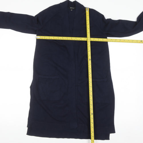 Verve Ami Women's Blue Longline Cardigan Size S Knit Open Front Pockets