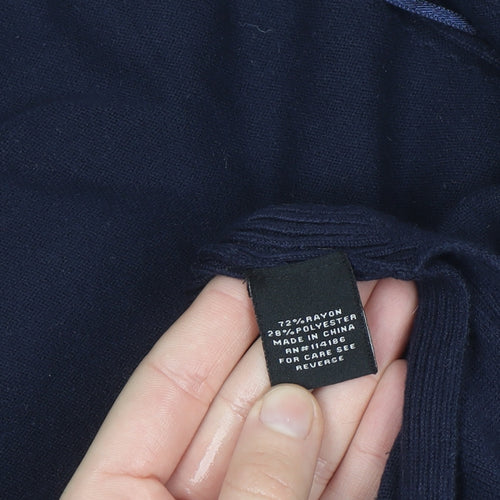 Verve Ami Women's Blue Longline Cardigan Size S Knit Open Front Pockets
