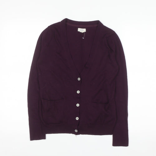 Fat Face Womens Purple Wool Blend Cardigan UK 10 Long Sleeve V-Neck
