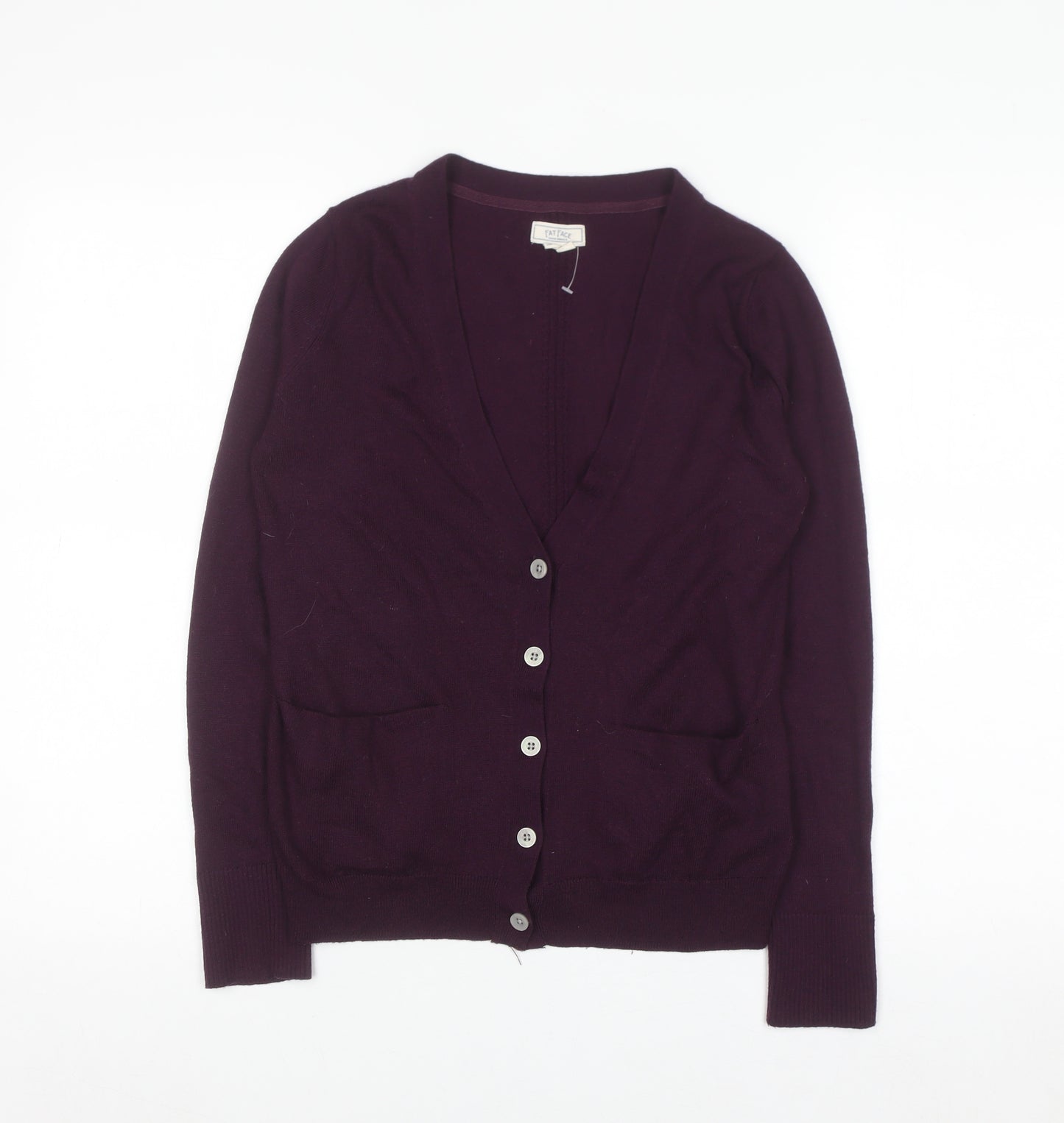 Fat Face Womens Purple Wool Blend Cardigan UK 10 Long Sleeve V-Neck