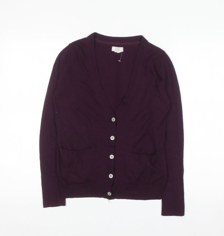 Fat Face Womens Purple Wool Blend Cardigan UK 10 Long Sleeve V-Neck