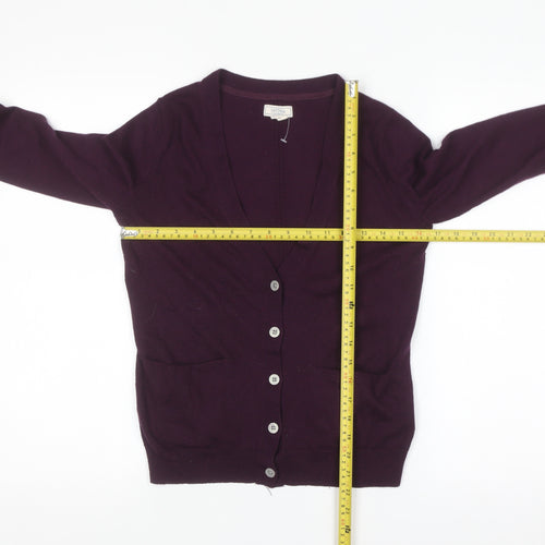 Fat Face Womens Purple Wool Blend Cardigan UK 10 Long Sleeve V-Neck