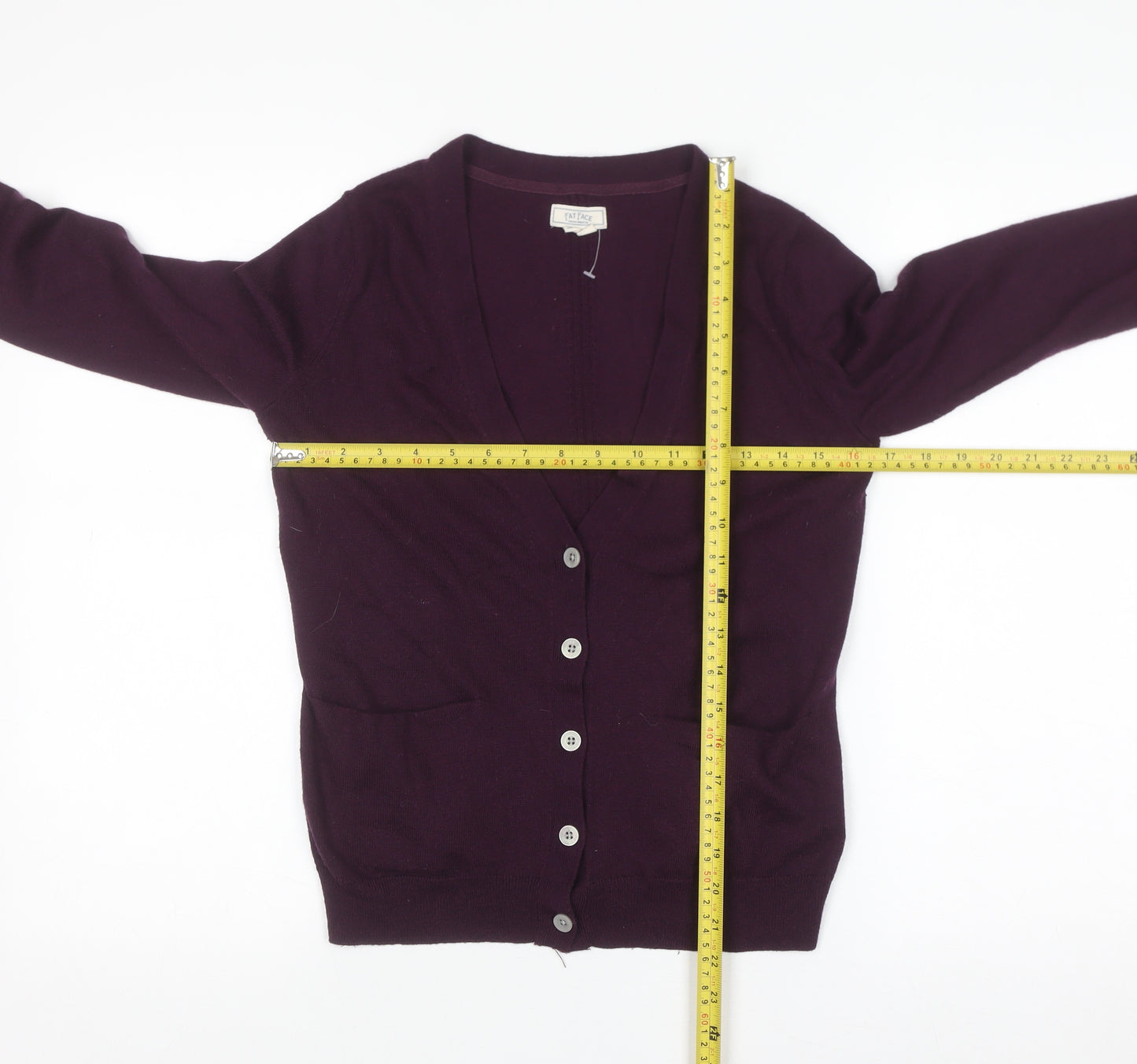 Fat Face Womens Purple Wool Blend Cardigan UK 10 Long Sleeve V-Neck