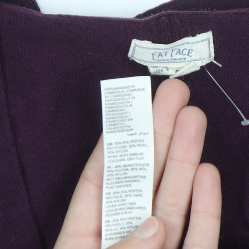 Fat Face Womens Purple Wool Blend Cardigan UK 10 Long Sleeve V-Neck