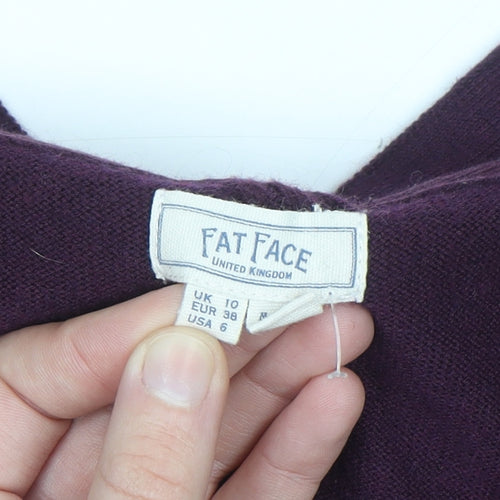 Fat Face Womens Purple Wool Blend Cardigan UK 10 Long Sleeve V-Neck
