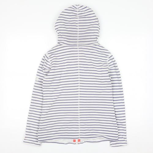 Joules Women's White & Navy Striped Full Zip Hoodie UK 8 Cotton Blend