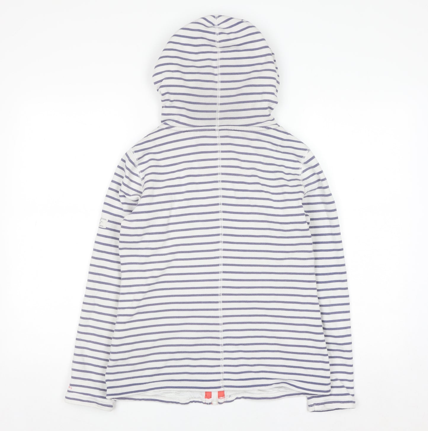 Joules Women's White & Navy Striped Full Zip Hoodie UK 8 Cotton Blend
