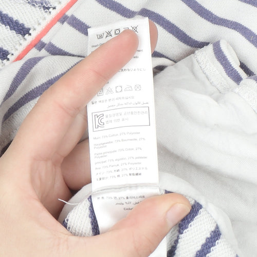 Joules Women's White & Navy Striped Full Zip Hoodie UK 8 Cotton Blend