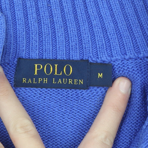Polo Ralph Lauren Men's Blue Wool Henley Jumper Medium