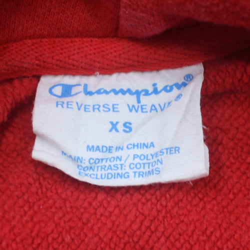 Champion Womens Red XS Pullover Hoodie Reverse Weave Cotton Blend