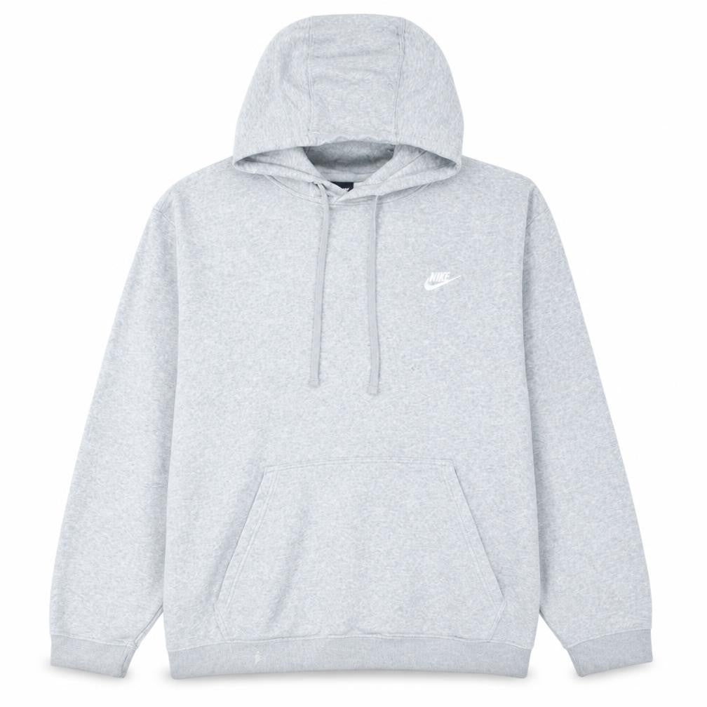 Front view of Nike Men's Grey 2XL Pullover Hoodie Logo Cotton Blend