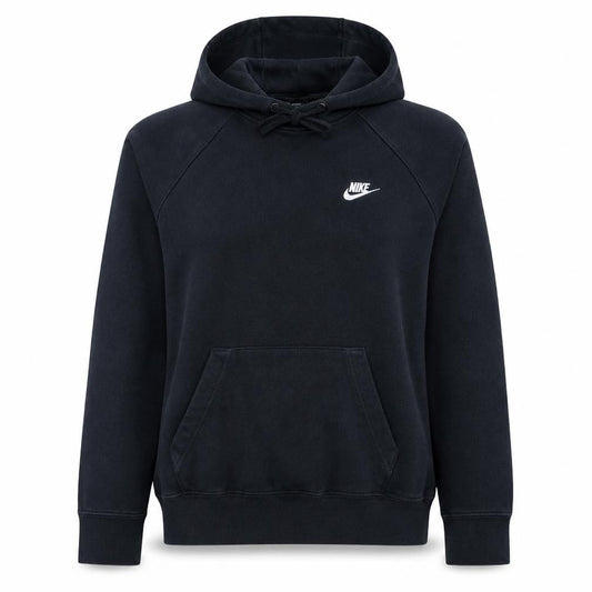 Front view of Nike women’s black medium pullover hoodie sweatshirt cotton blend